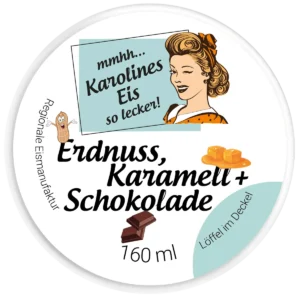 Erdnuss, Karamell und Schokolade Milcheis